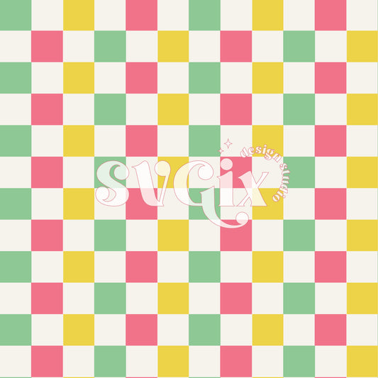 Summer Checkers Seamless Pattern