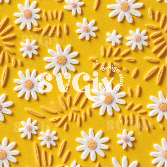 Summer Daises Seamless Pattern