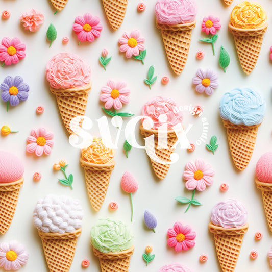 Summer Ice Cream Seamless Pattern