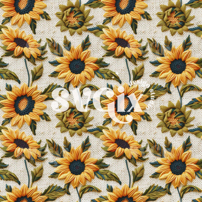 Sunflower Garden Embroidery Seamless Pattern