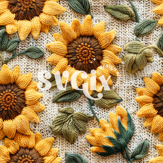 Sunflowers Knit Seamless Pattern