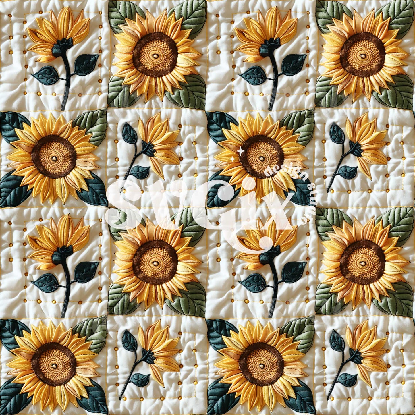 Sunflowers Quilt Patchwork Seamless Pattern