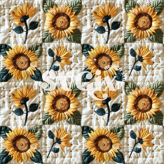 Sunflowers Quilt Patchwork Seamless Pattern