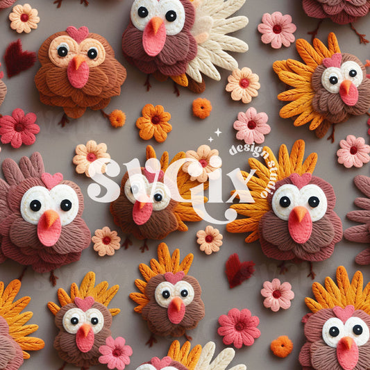 Thanksgiving Turkeys Seamless Pattern