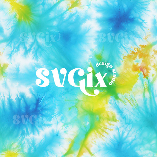 Turquoise Yellow Tie Dye Seamless Pattern