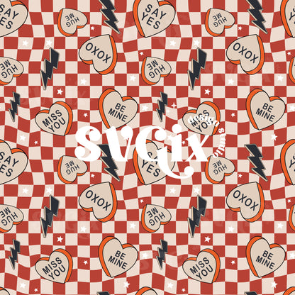 Vday Conversation Hearts Seamless Pattern