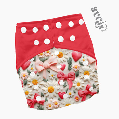 Vday Coquette Seamless Valentines Floral Daisy Hearts
