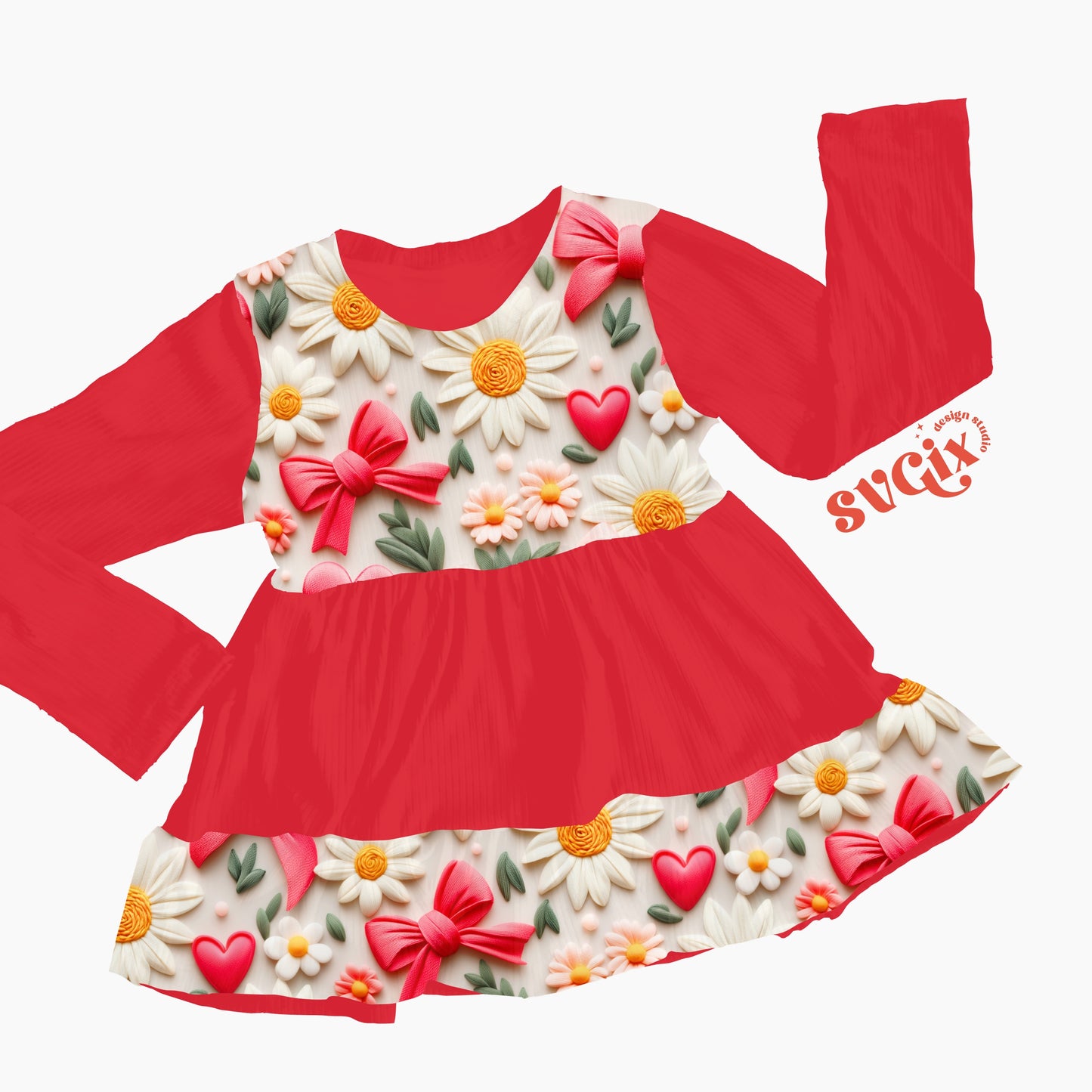 Vday Coquette Seamless Valentines Floral Daisy Hearts