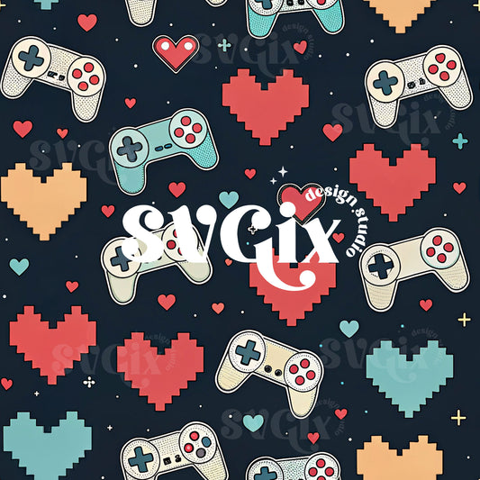 Vday Gamer Seamless Pattern