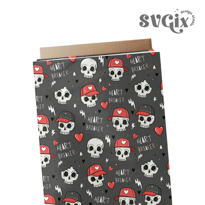 Vday Heart Breaker Skulls Seamless Pattern