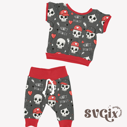 Vday Heart Breaker Skulls Seamless Pattern