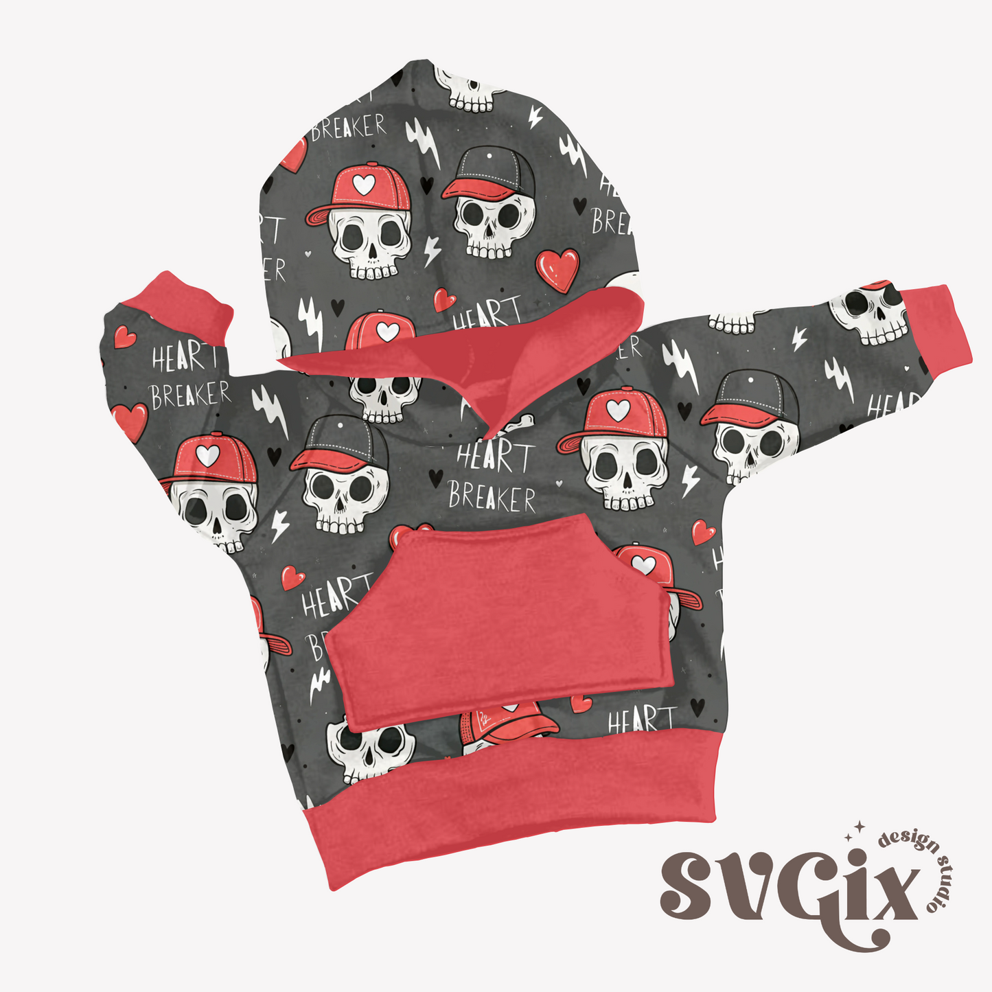 Vday Heart Breaker Skulls Seamless Pattern
