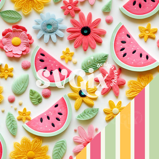 Watermelon Floral Seamless Pattern