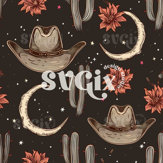 Western Night Seamless Pattern