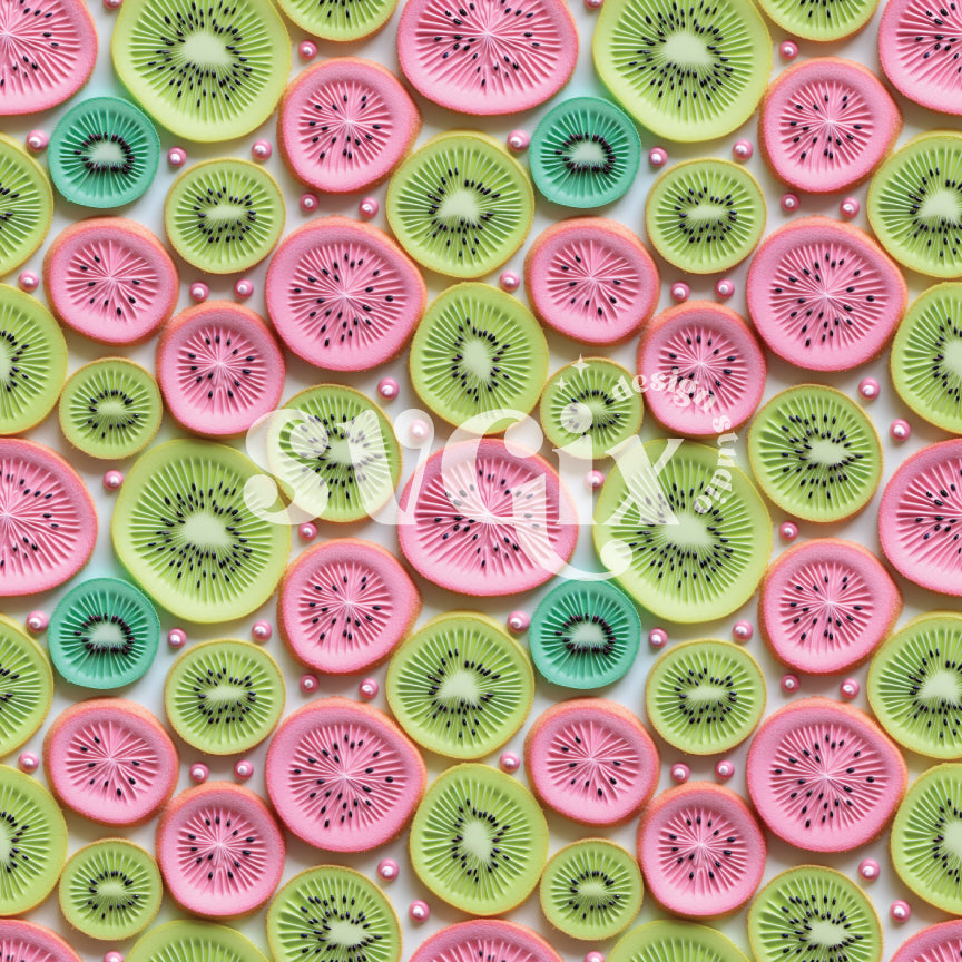 Pink Kiwis Seamless Pattern