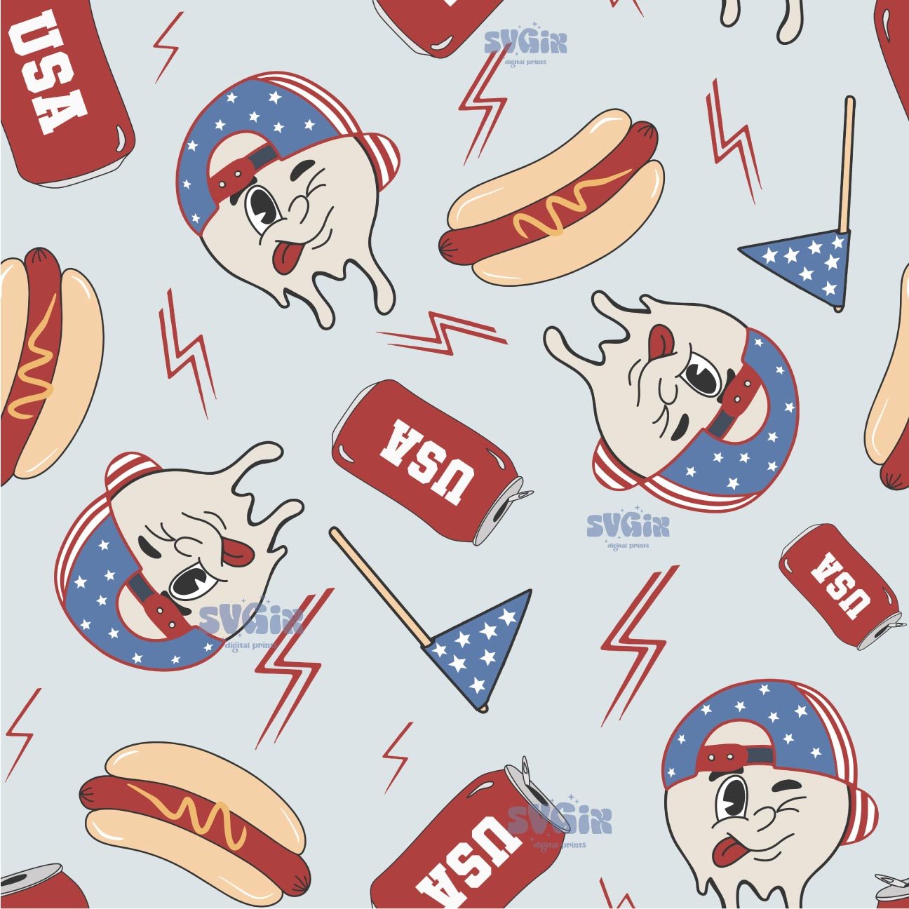 4th July Boy Seamless - SVGix