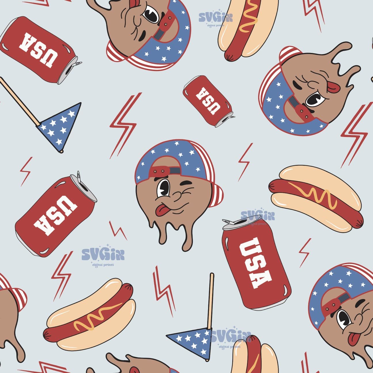 4th July Boy Seamless - SVGix