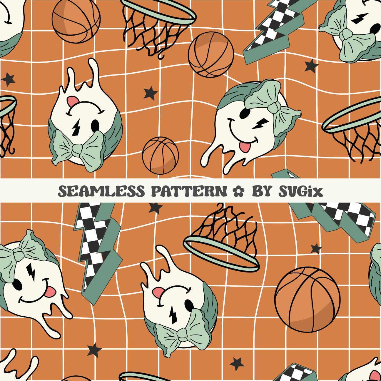 Basketball Girl Sister Seamless - SVGix