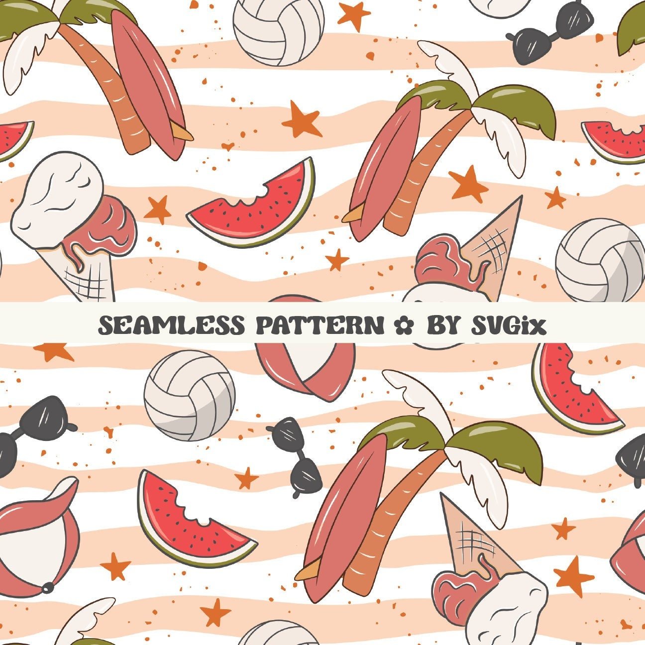 Summer Beach Boy Seamless Pattern - SVGix