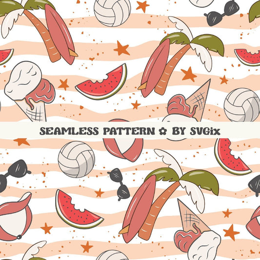 Summer Beach Boy Seamless Pattern - SVGix
